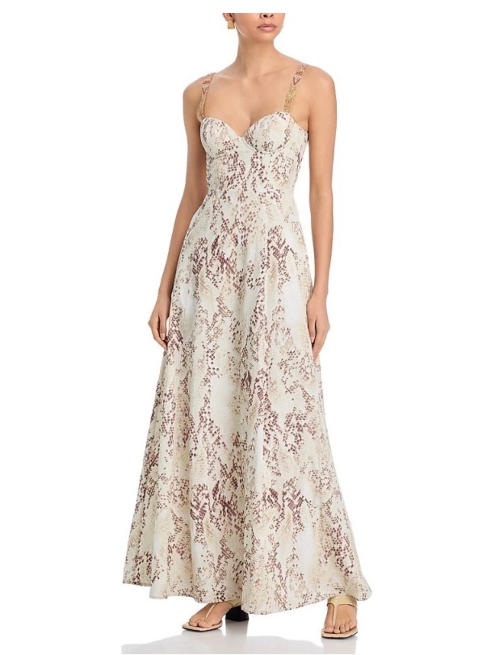 NWT L'Agence Sutton Beaded Strap Maxi Dress in Light Sage Multi - Desert Snake 4